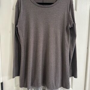 Elegant Charcoal/Light Brown Long Sleeve Women's Top